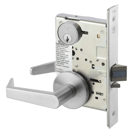 Yale Mortise Classroom Lock, Less Cylinder, AUR Trim, Satin Chrome AUR8808FL 626 LC